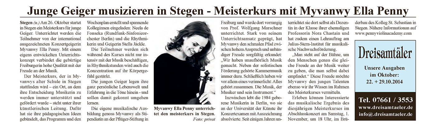 Dreisamtäler-Artikel über Myvanwy Ella Penny